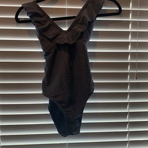 Blue ruffled swim suit